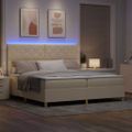 vidaXL LED box s pružinami s čelnou doskou Krémová 200 x 200 cm látka