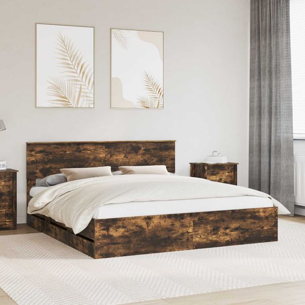 vidaXL Rám postele Dymová dub 180 x 200 cm Inžinierske drevo