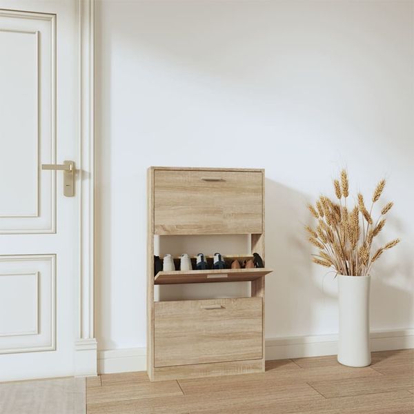 vidaXL Botník dubový 59x17x108 cm spracované drevo