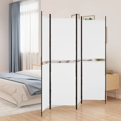 vidaXL 4-panelový paraván biely 200x180 cm látka