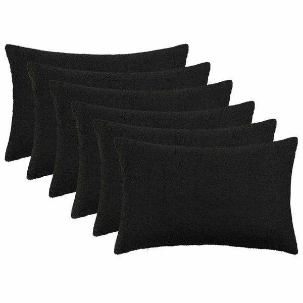 vidaXL Poťah na podložku 6 pcs HEERLEN Čierna 50 x 80 cm Bouclé