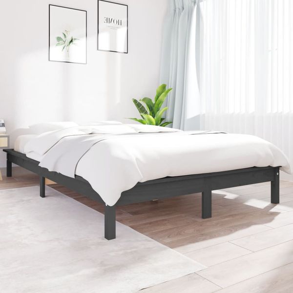 vidaXL Posteľný rám sivý 120x190 cm borovicový masív malé dvojlôžko