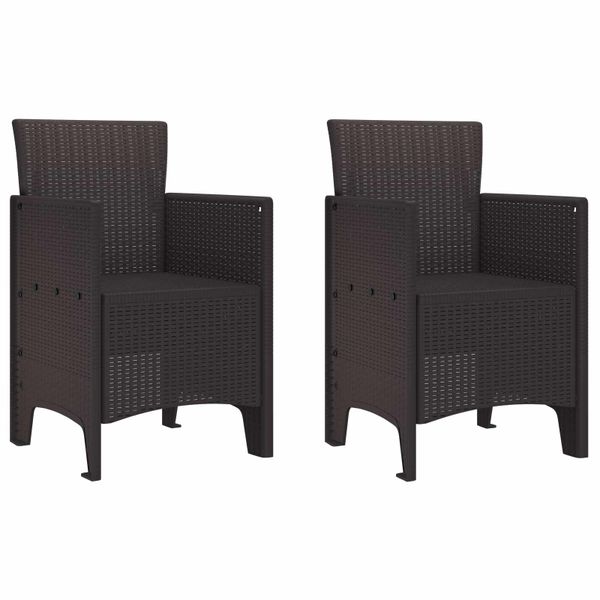 vidaXL Záhradná stolička 2 pcs Hnedá 53 x 49 x 85 cm Polypropylén