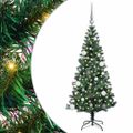 vidaXL Umelý predsvietený vianočný stromček Zelená 150 cm PVC a kov