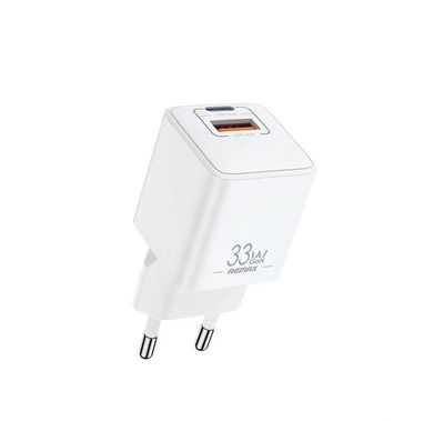 REMAX WALL CHARGER BATT SERIES PD QC 33W RP-U26 1xUSB + 1xUSB-C BIELY