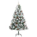 vidaXL Umelý vianočný stromček Zelená a biela 210 cm PVC, kov a plast