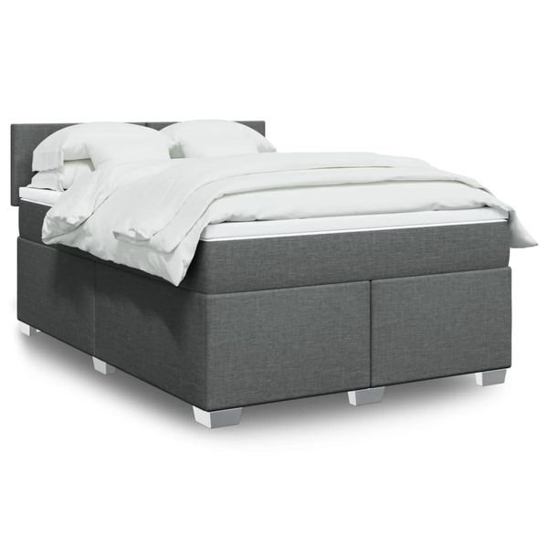 vidaXL Boxspring posteľ s matracom tmavosivá 140x190 cm látka