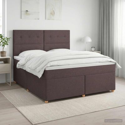 vidaXL Posteľ boxspring s matracom Tmavohnedá 140 x 200 cm Látka