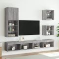 vidaXL 5-dielne TV nástenné skrinky s LED sivé sonoma kompozitné drevo