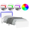 vidaXL Posteľný rám s čelom a LED svetlami biely 90x200 cm