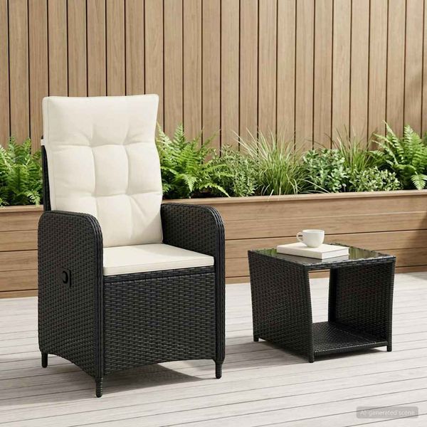 vidaXL Záhradný lounge set 2 ks Čierna a krémová biela