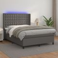 vidaXL Boxspring posteľ s matracom a LED sivá 140x190 cm umelá koža