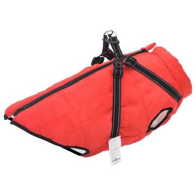 vidaXL Psí kabát s postrojom vodeodolná reflexná červená L48