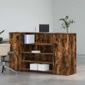 vidaXL Recepčný stôl dymový dub 180x50x103,5 cm kompozitné drevo