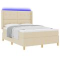 vidaXL Posteľ s pružinovým rámom Krémová 140 x 190 cm látka