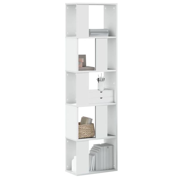 vidaXL Knižnica 5 políc biela 45x23,5x162,5 cm kompozitné drevo
