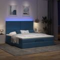 VidaXL Osmanská posteľ s matracom a LED diódami Modrá látka 160x200 cm