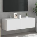 vidaXL TV nástenná skrinka s LED svetlami biela 100x35x31 cm