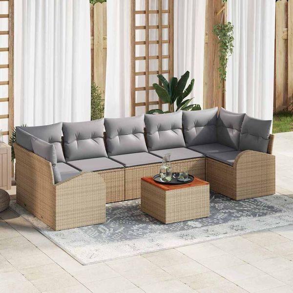 vidaXL Súprava záhradných pohoviek 8 pcs Beige a svetlo šedá polyratan