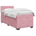 vidaXL Posteľ boxspring s matracom Ružová 90 x 190 cm Zamat