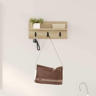 vidaXL Vešiak na stenu Nástenná montáž Sonoma dub 40 x 10,5 x 18 cm