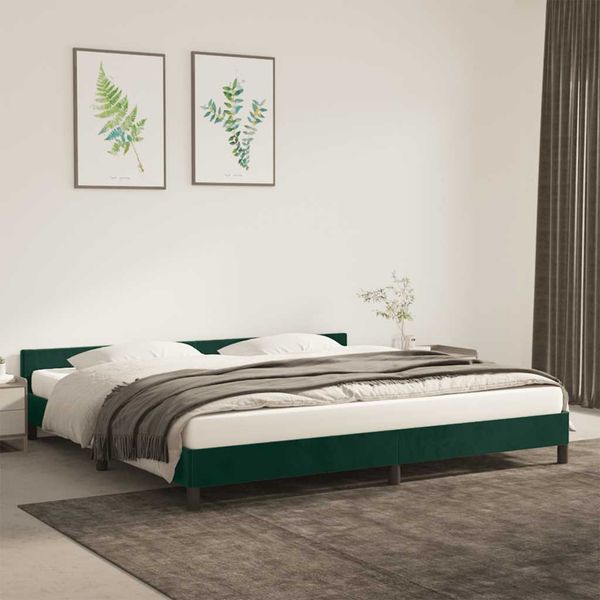 vidaXL Posteľ bez matraca tmavozelený 200x200 cm zamat