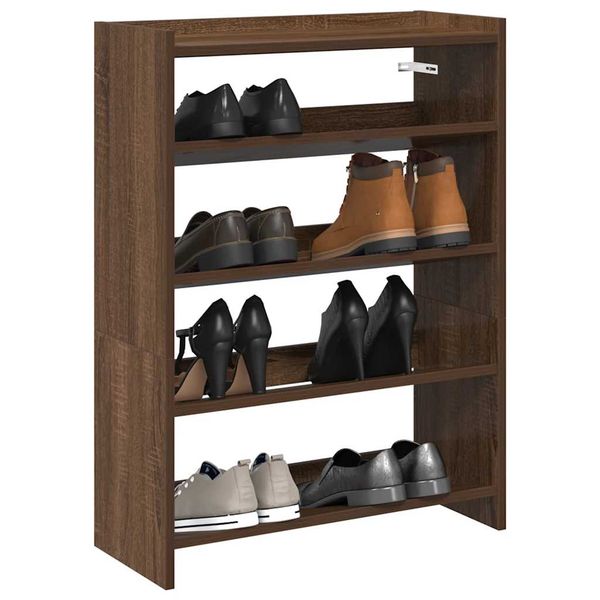 vidaXL Regál na topánky hnedý dub 60x25x81 cm spracované drevo