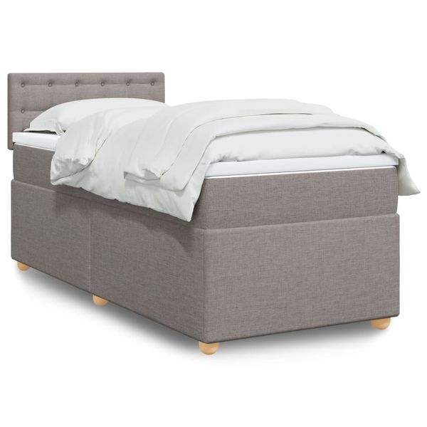 vidaXL Posteľný rám boxsping s matracom sivohnedý 90x200 cm látka