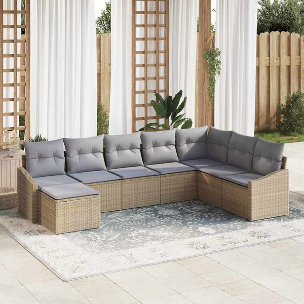 vidaXL Súprava záhradných pohoviek 8 pcs Beige a svetlo šedá polyratan