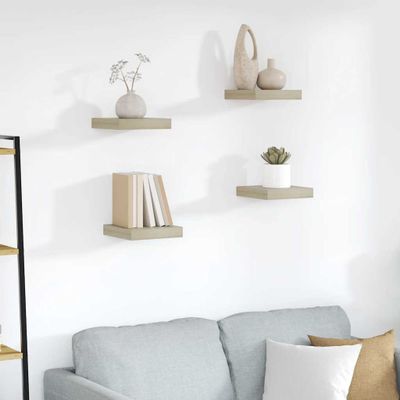 vidaXL Plávajúce nástenné police 4 ks, dubové 23x23,5x3,8 cm, MDF
