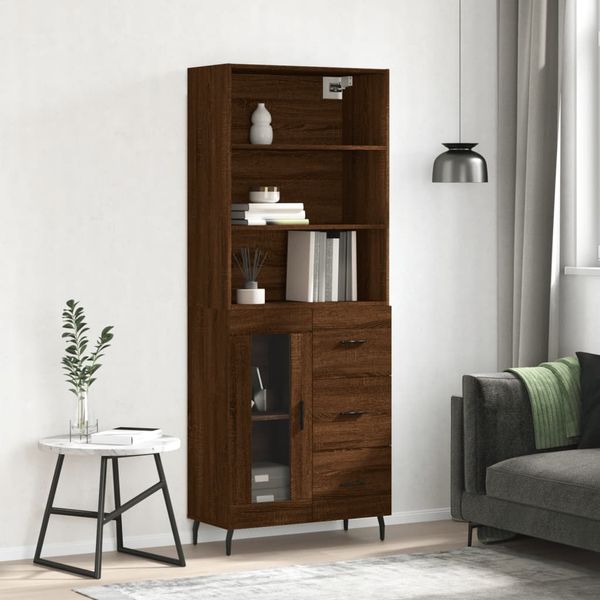 vidaXL Vysoká skrinka hnedý dub 69,5x34x180 cm spracované drevo