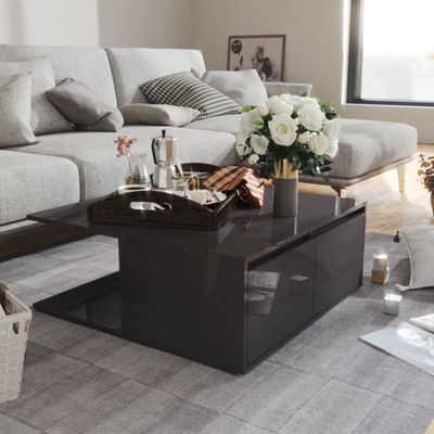 vidaXL Konferenčný stolík, lesklý sivý 80x80x31 cm, kompozitné drevo