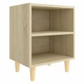vidaXL Nočný stolík s nohami z masívneho dreva dub sonoma 40x30x50 cm