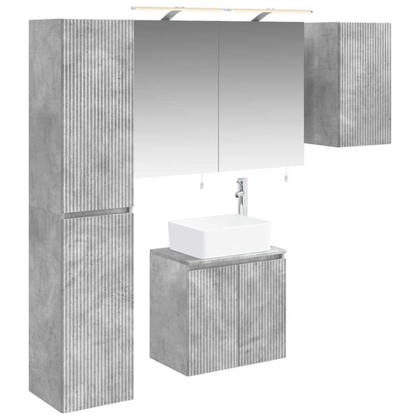 vidaXL Set kabinetov do kúpeľne 5 pcs Betónovo sivá 50 x 14,5 x 70 cm