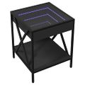 vidaXL Nočný stolík s nekonečnými LED čierny 40x40x49 cm