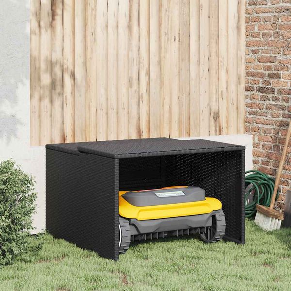 vidaXL Garáž na robotickú kosačku čierna 86x90x52/57 cm polyrattan