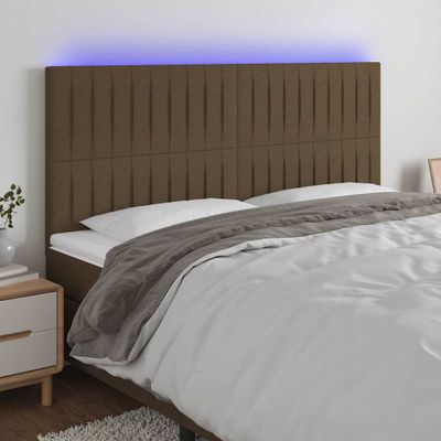 vidaXL Čelo postele s LED tmavohendé 160x5x118/128 cm látka