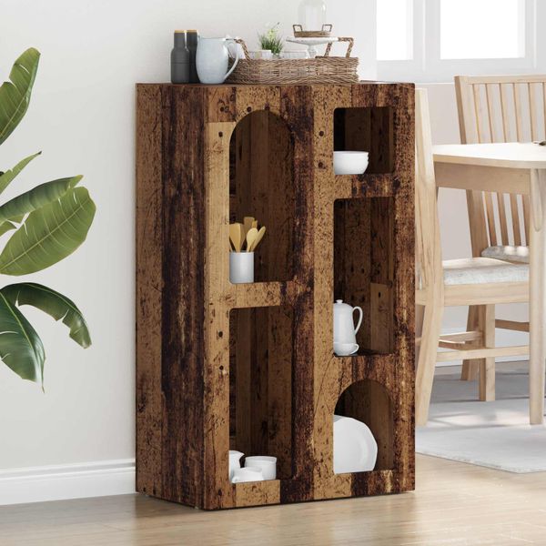 vidaXL Servírovacia skriňa ELST Staré drevo 59 x 35 x 100,5 cm