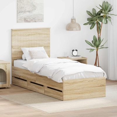 vidaXL Rám postele Sonoma dub 75 x 190 cm Inžinierske drevo