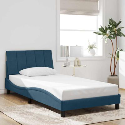 vidaXL Rám postele bez matraca Hanko modrý 100x200 cm zamat