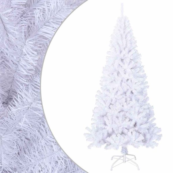 vidaXL Umelý vianočný stromček s hustým ihličím, biely 180 cm, PVC