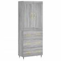 vidaXL Vysoká skrinka sivý dub sonoma 69,5x34x180 cm spracované drevo