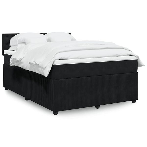 vidaXL Posteľný rám boxspring s matracom čierny 140x200 cm zamat