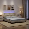 vidaXL Rám postele s LED bez matraca Hvar Krémová 160x200 cm Látka