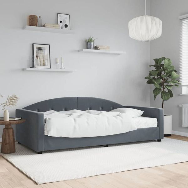 vidaXL Denná posteľ s matracom tmavosivá 100x200 cm zamat