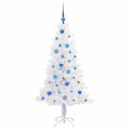 vidaXL Umelý vianočný stromček s 150 LED-i Biela 150 cm PVC a oceľ