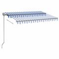 vidaXL Automatická markíza, LED a senzor vetra 350x250 cm, modrá/biela