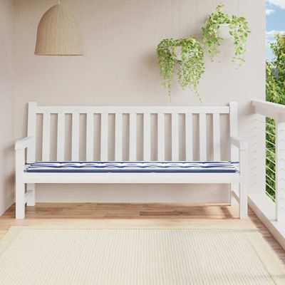 vidaXL Podložka na záhradnú lavičku modro-biele pruhy 200x50x4cm látka
