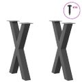 vidaXL Nohy k jedálenskému stolu v tvare X, 2 ks, antracitové, 60 x (72-73) cm, oceľ