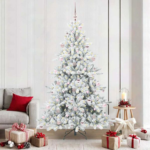 vidaXL Umelý Sklápací Vianočný Stromček Biela 210 cm PVC a oceľ